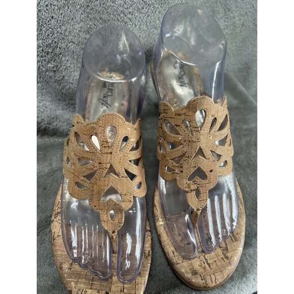 Eurosoft by Sofft Women's Cork Slip-On Heels Sandals Tan Size 9 Tan Gold Comfy - Picture 3 of 10